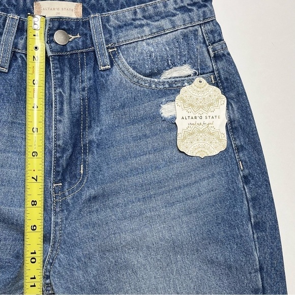 Altar’d State Blue Jeans Denim 26x32 Straight Leg Distressed T6129 NEW - Picture 10 of 16